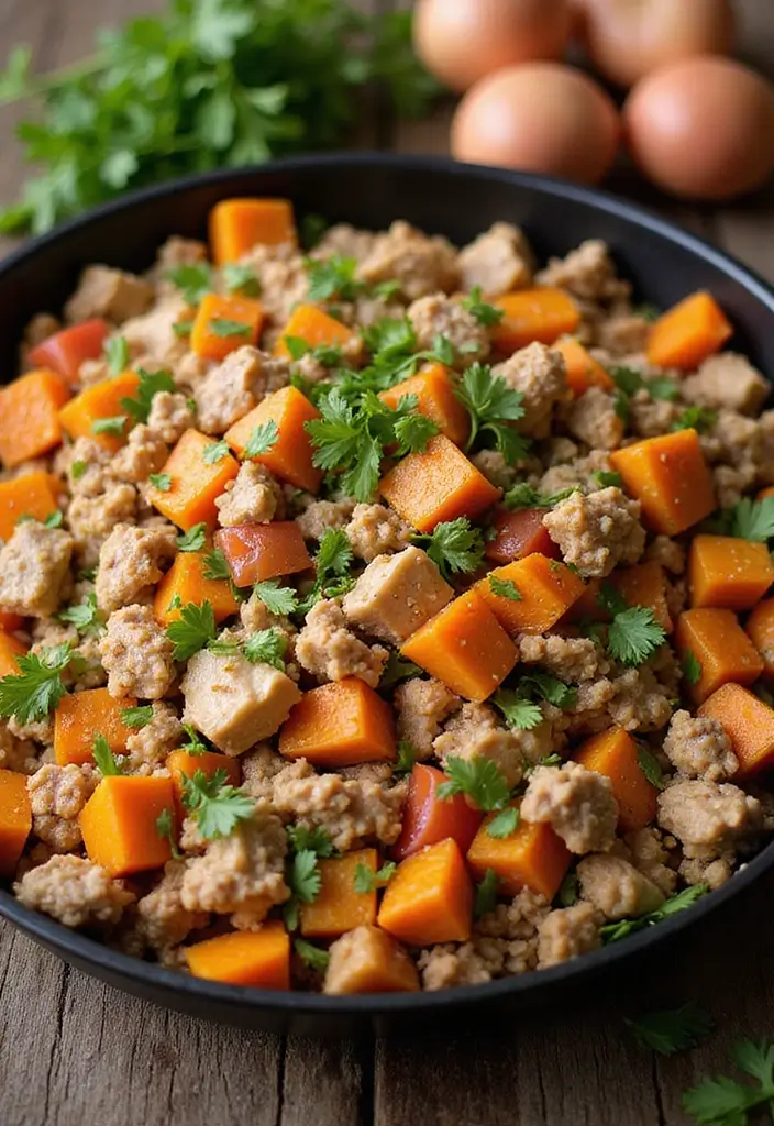 29 Low Carb Ground Chicken Recipes That Are Filling & Flavorful - 29. Ground Chicken and Sweet Potato Skillet