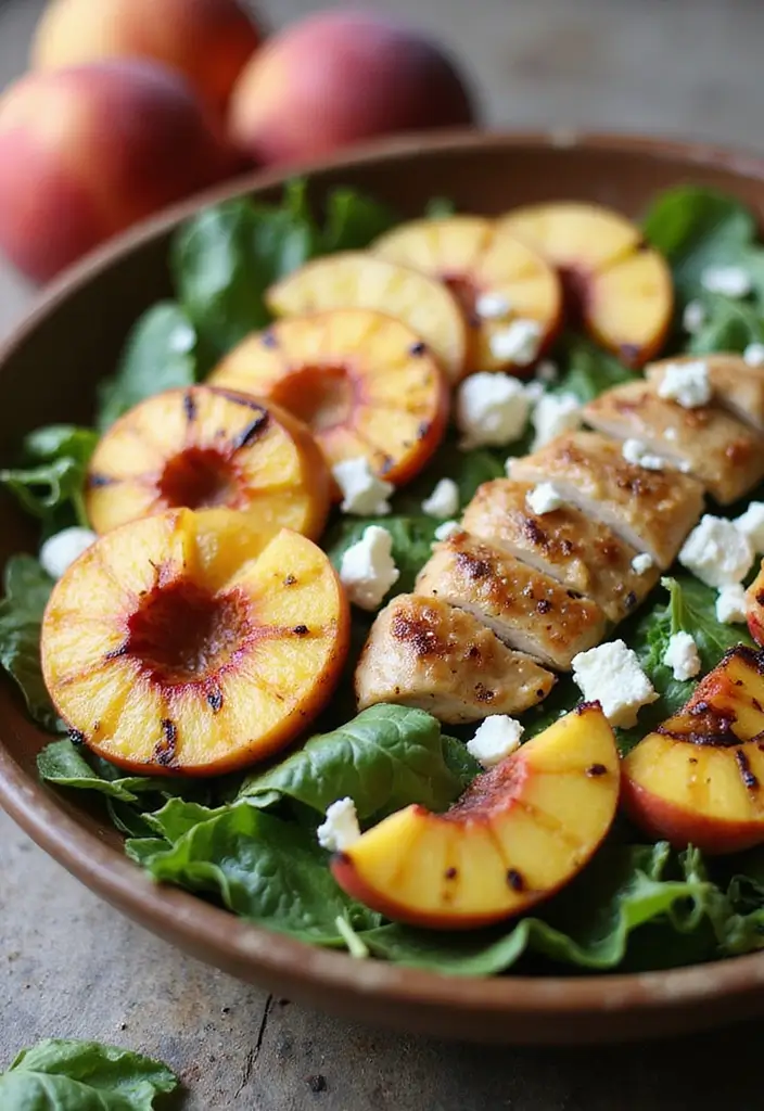 29 Santa Fe Chicken Salad Recipes That Are Spicy & Refreshing 7 29 Santa Fe Chicken Salad Recipes That Are Spicy & Refreshing - 6. Grilled Peach and Chicken Salad