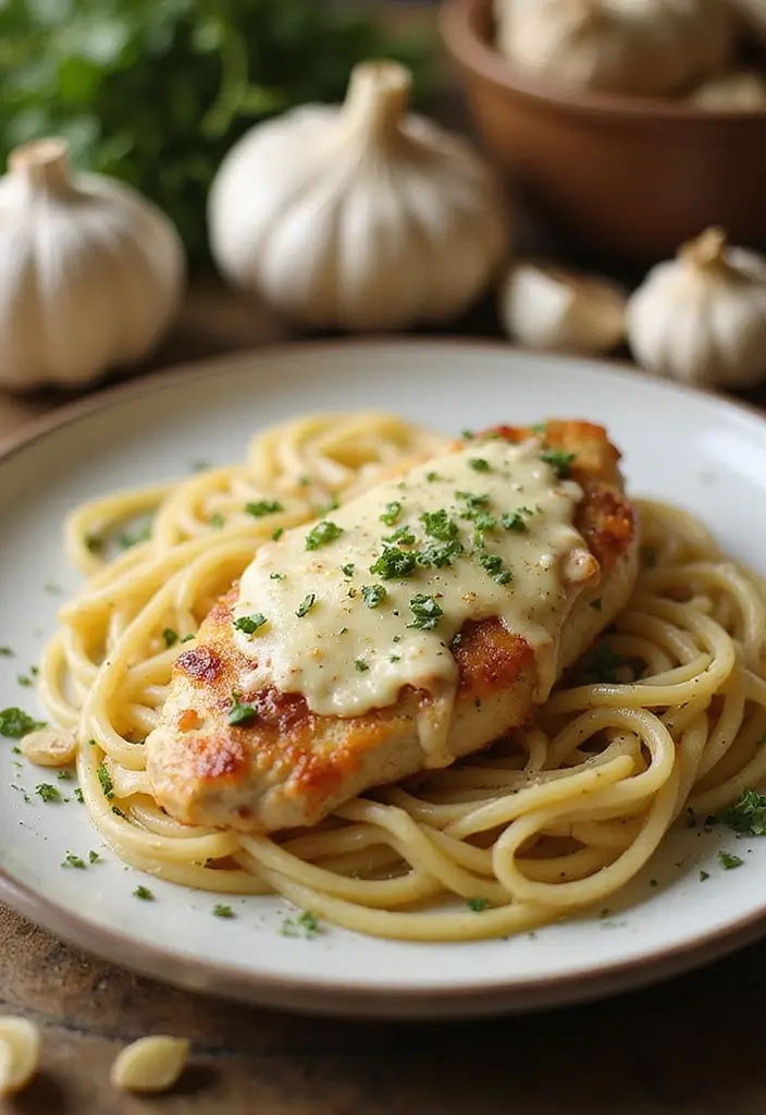 29 Slow Cooker Olive Garden Chicken Pasta Recipes That Feel Indulgent - 3. Garlic Parmesan Chicken Pasta