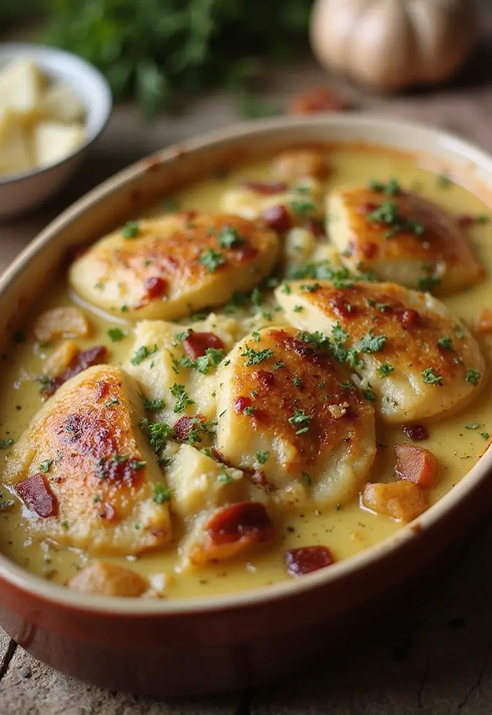 30 Chicken Bacon Potato Casserole Recipes That Feel Like Heaven - 30. Chicken Bacon Potato Casserole with Herbs and Garlic