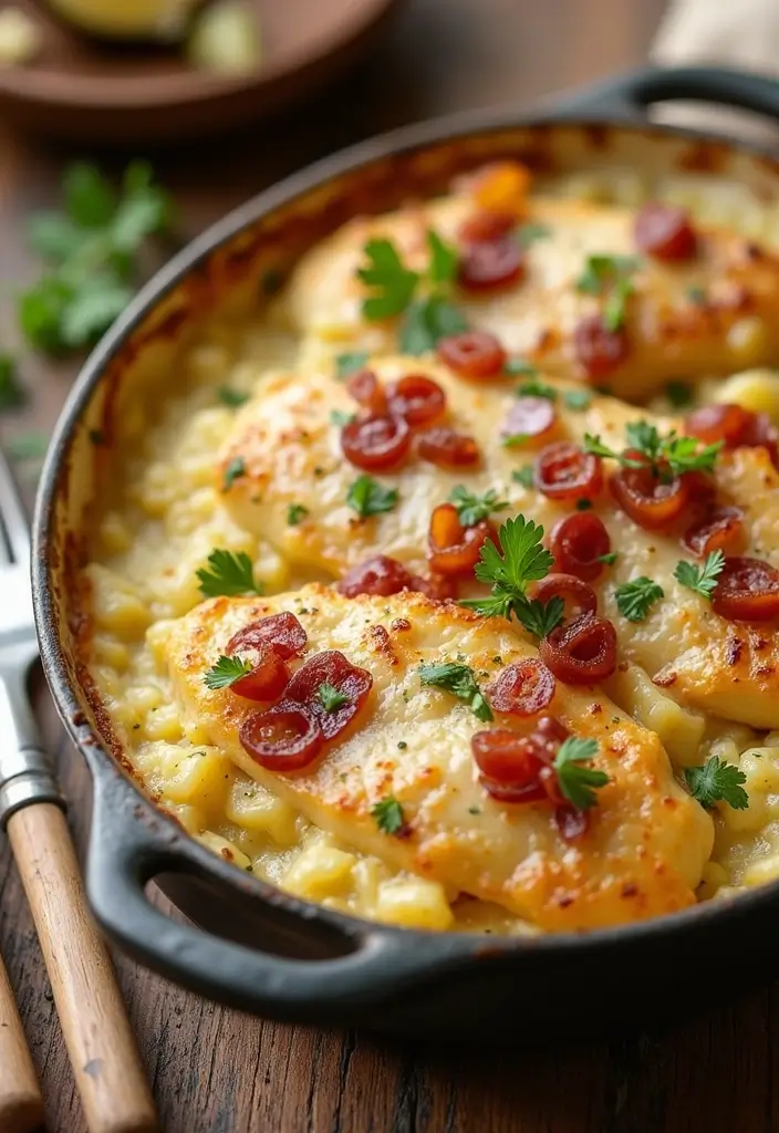 30 Chicken Bacon Potato Casserole Recipes That Feel Like Heaven - 5. Garlic Parmesan Chicken Bacon Potato Bake