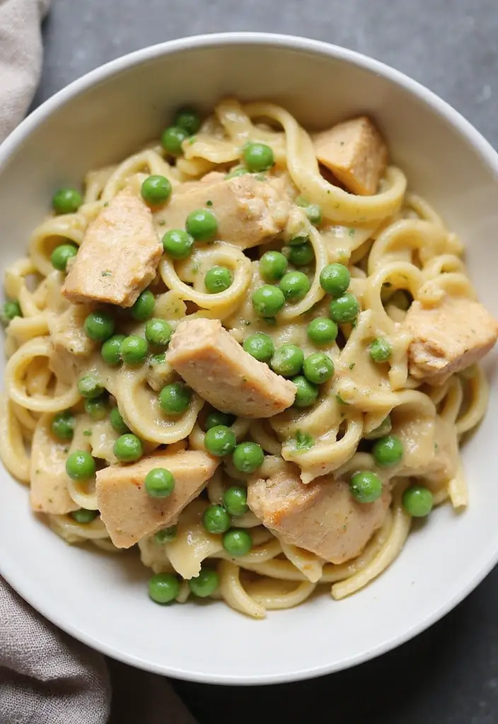 30 Creamy Italian Chicken Pasta Recipes That Feel Like a Tuscan Dinner - 13. Creamy Chicken and Peas Pasta