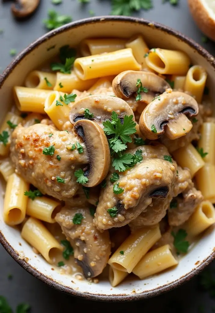 30 Creamy Italian Chicken Pasta Recipes That Feel Like a Tuscan Dinner - 25. Creamy Chicken and Garlic Mushroom Pasta