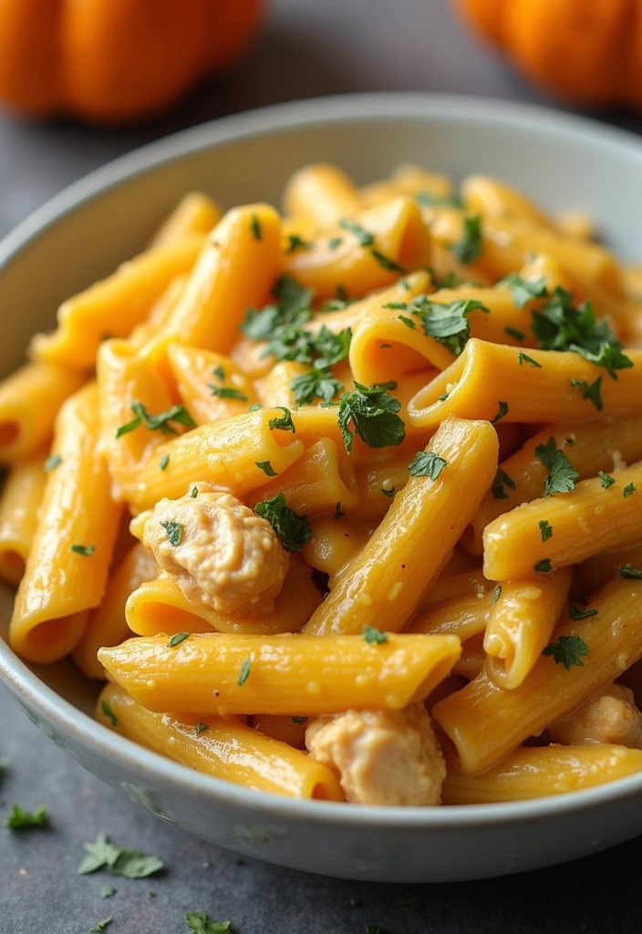 30 Creamy Italian Chicken Pasta Recipes That Feel Like a Tuscan Dinner - 26. Creamy Chicken and Pumpkin Pasta