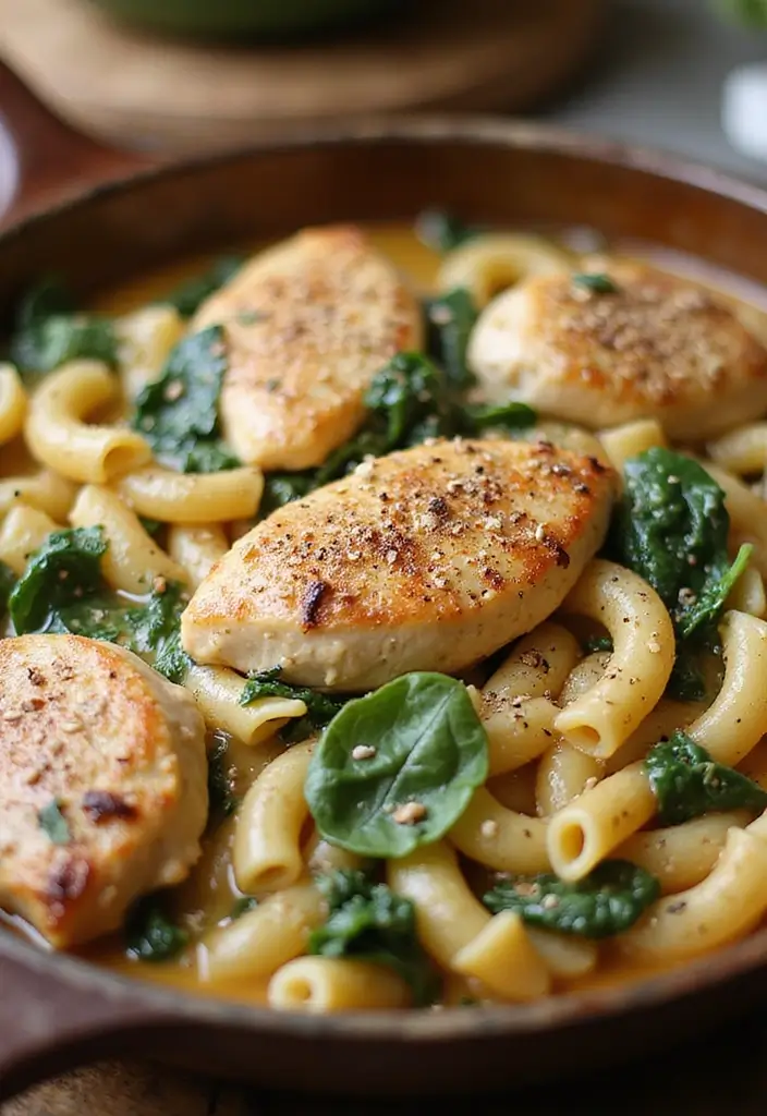 30 Creamy Italian Chicken Pasta Recipes That Feel Like a Tuscan Dinner - 30. Creamy Italian Chicken Pasta with Spinach and Nutmeg