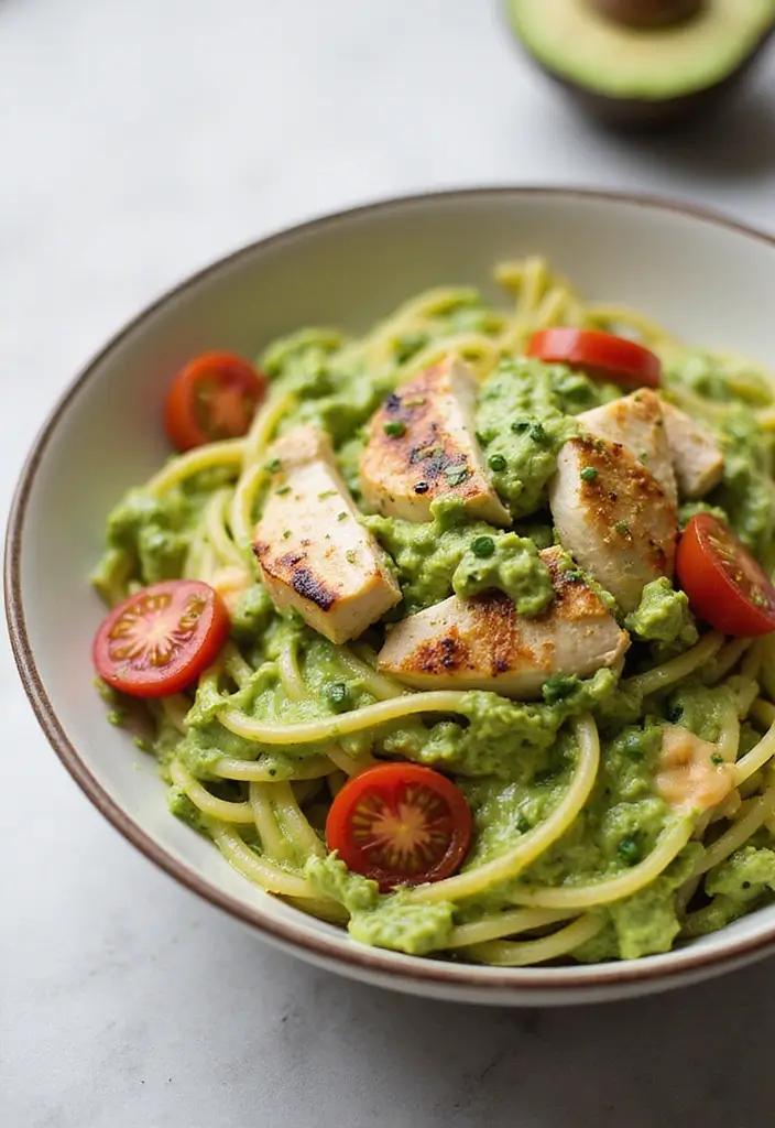 30 Creamy Italian Chicken Pasta Recipes That Feel Like a Tuscan Dinner - 9. Creamy Avocado Chicken Pasta