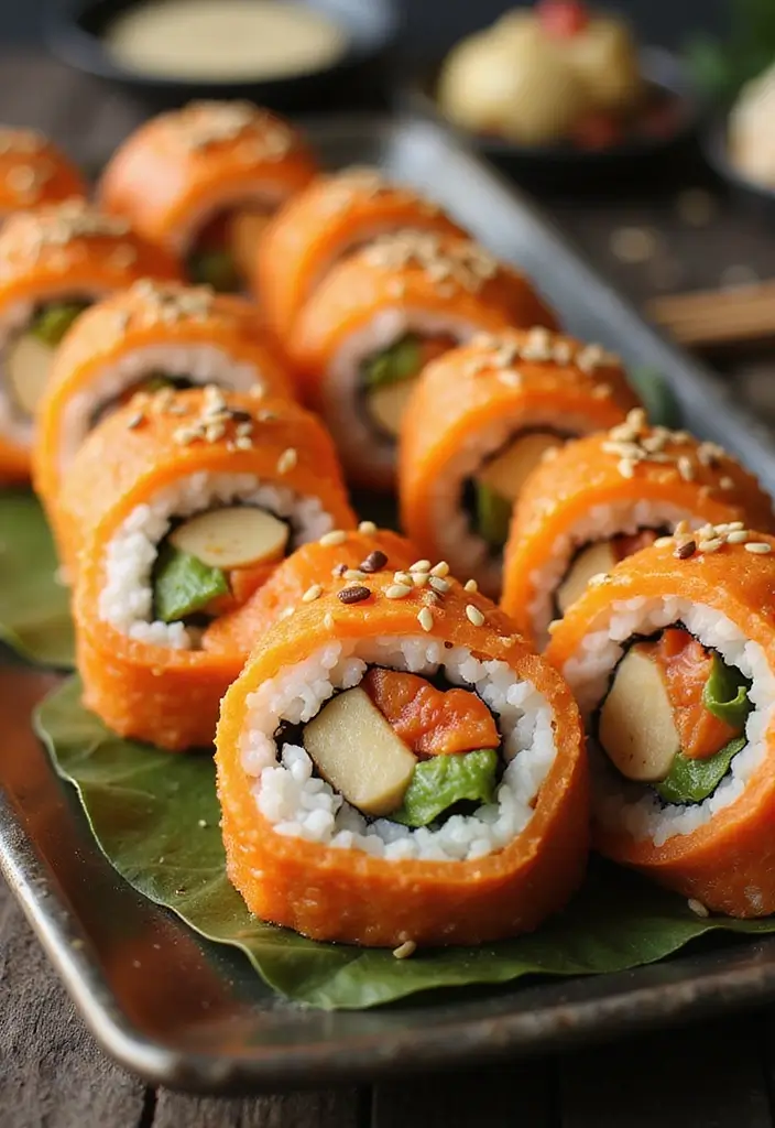 30 Orange Chicken Recipe Easy Versions That Are Crispy & Tangy - 20. Orange Chicken Sushi Rolls