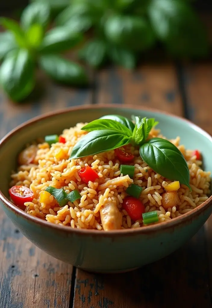 30 Rotisserie Chicken Fried Rice Recipes That Feel Quick & Cozy - 12. Thai Basil Chicken Fried Rice