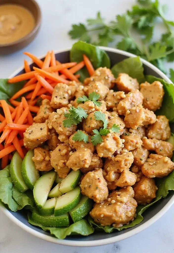 30 Sassy Scotty Chicken Salad Recipe Copycats That Are Sweet & Crunchy - 24. Thai Peanut Chicken Salad