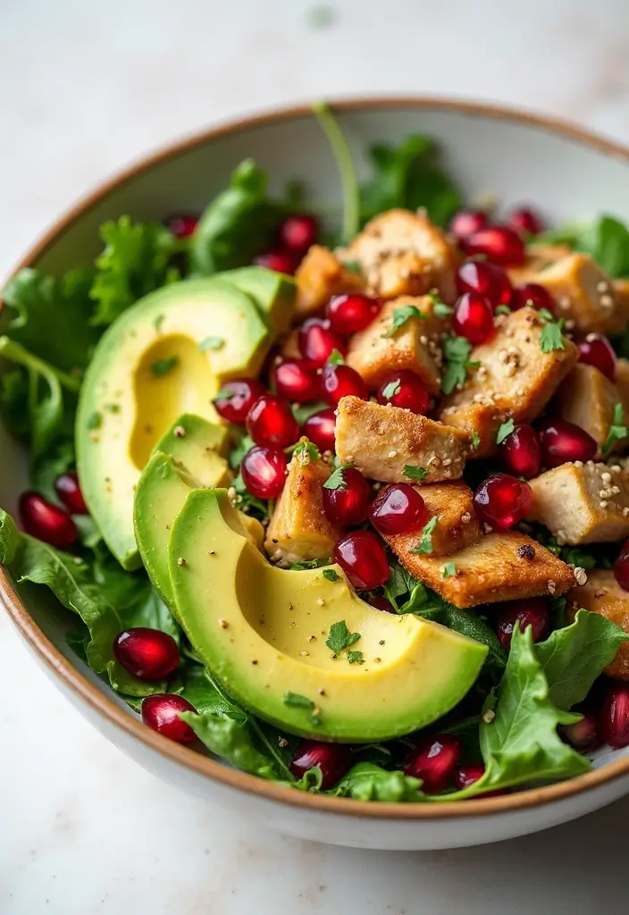 30 Sassy Scotty Chicken Salad Recipe Copycats That Are Sweet & Crunchy - 8. Avocado and Pomegranate Chicken Salad