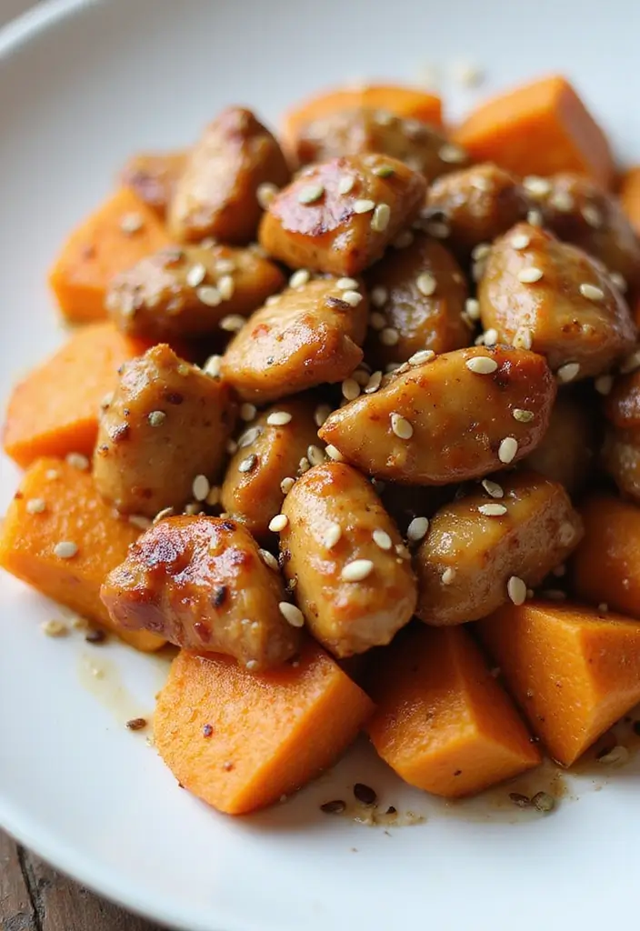 30 Sesame Chicken Recipe Easy Versions That Are Crispy & Quick - 22. Sesame Chicken and Sweet Potato