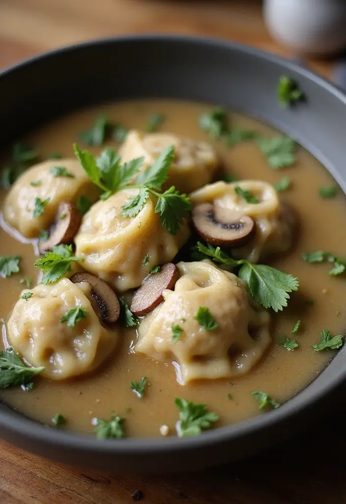 30 Vegan Chicken and Dumplings Recipes That Are Cozy & Dairy-Free - 2. Creamy Mushroom Vegan Dumplings