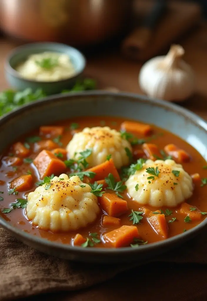 30 Vegan Chicken and Dumplings Recipes That Are Cozy & Dairy-Free - 30. Vegan Chicken and Dumplings with Roasted Garlic