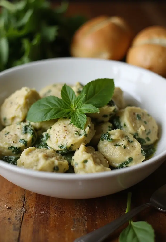 30 Vegan Chicken and Dumplings Recipes That Are Cozy & Dairy-Free - 9. Spinach and Artichoke Vegan Dumplings