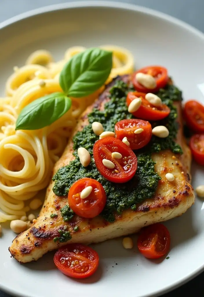 30 Zesty Italian Chicken Crockpot Recipes That Are Bright & Flavorful - 16. Pesto Chicken with Sun-Dried Tomatoes