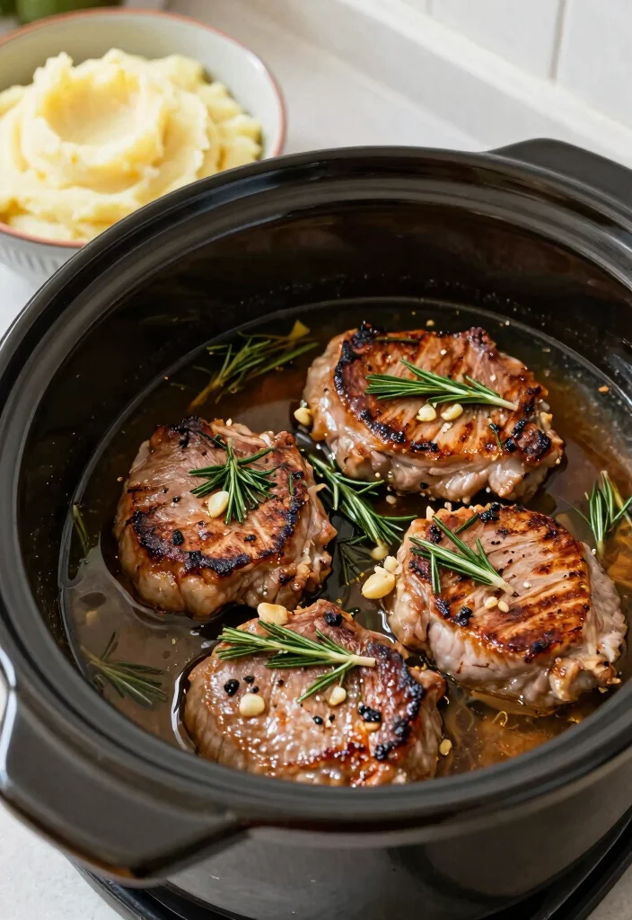 15 Bone-In Pork Chop Recipes: Tender Savory Classics - 5. Garlic and Rosemary Slow-Cooked Pork Chops 1