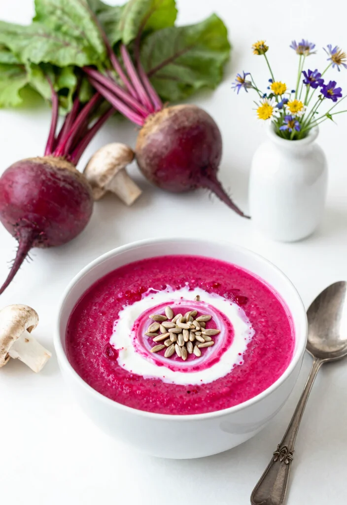 15 Cream of Mushroom Soup Recipes Cozy Comfort Bowls - 11. Beetroot and Mushroom Soup 1