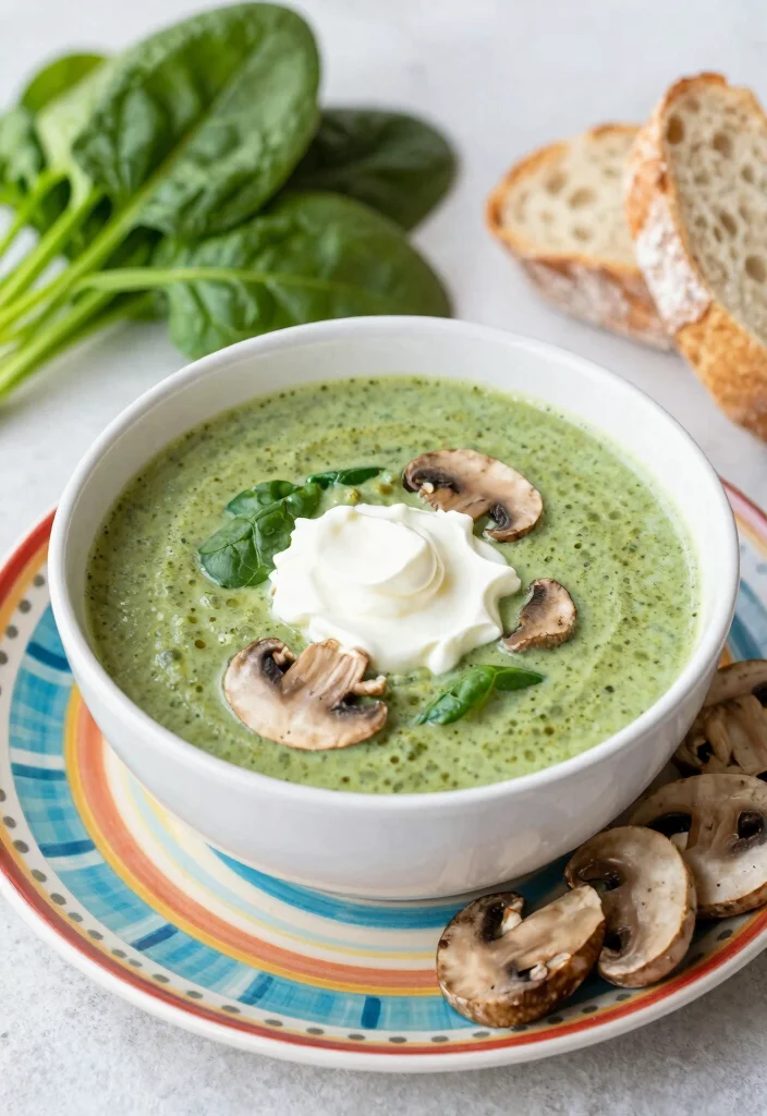 15 Cream of Mushroom Soup Recipes Cozy Comfort Bowls - 14. Creamy Spinach and Mushroom Soup 1