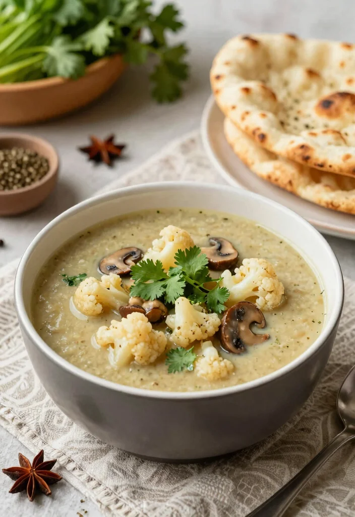 15 Cream of Mushroom Soup Recipes Cozy Comfort Bowls - 15. Curried Cauliflower and Mushroom Soup 1