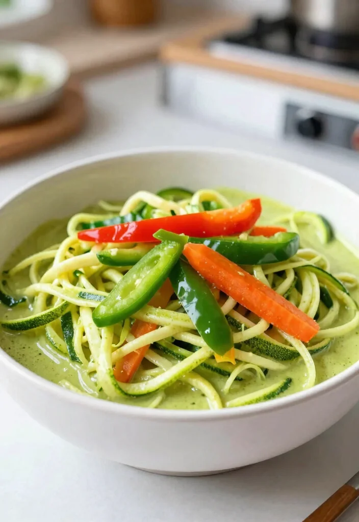 15 Green Curry Recipes Thai: Authentic Creamy Dishes 12 15 Green Curry Recipes Thai: Authentic Creamy Dishes - 11. Thai Green Curry with Zucchini Noodles 1