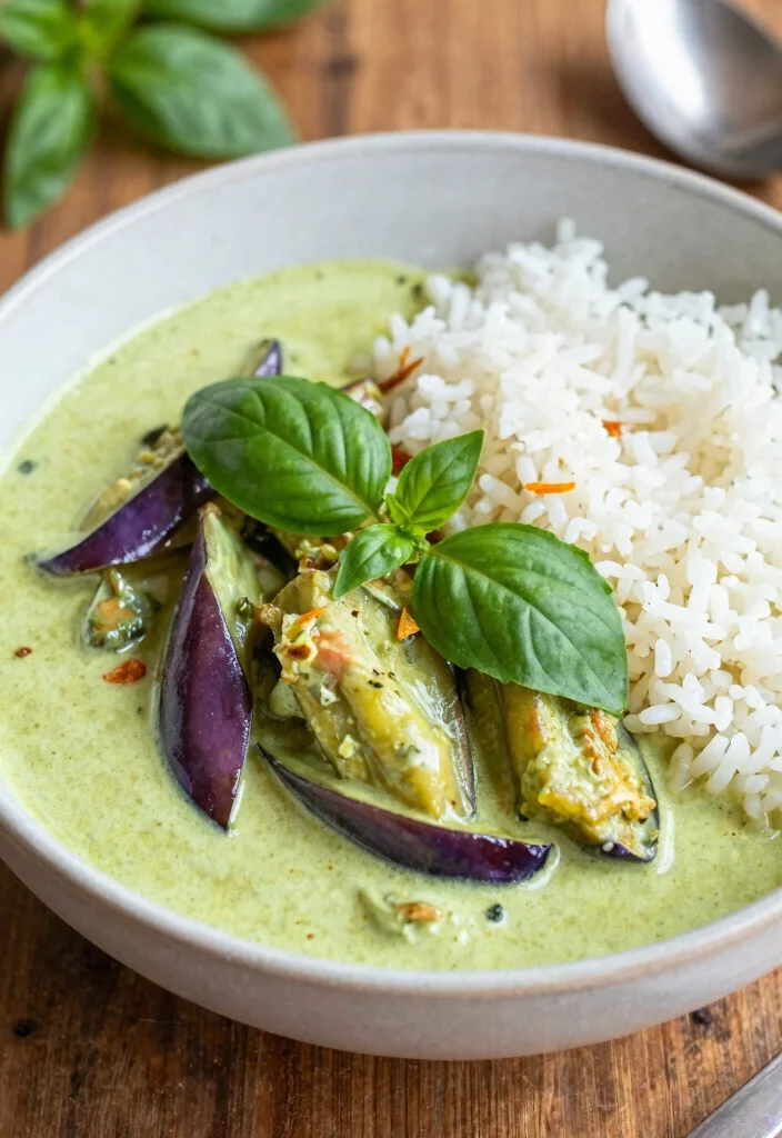 15 Green Curry Recipes Thai: Authentic Creamy Dishes 13 15 Green Curry Recipes Thai: Authentic Creamy Dishes - 12. Thai Green Curry with Eggplant and Basil 1