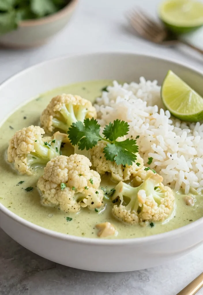 15 Green Curry Recipes Thai: Authentic Creamy Dishes 7 15 Green Curry Recipes Thai: Authentic Creamy Dishes - 6. Thai Green Curry with Cauliflower 1