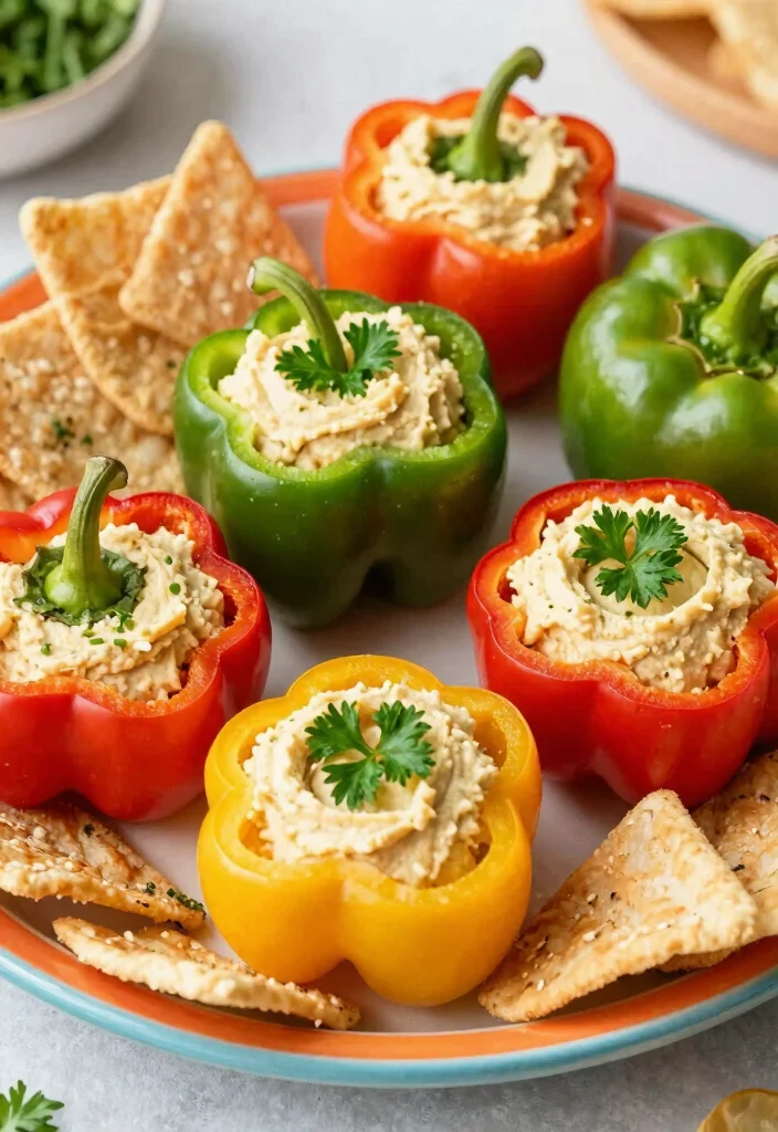 15 Stuffed Bell Pepper Recipes Hearty and Comforting - 11. Mini Bell Peppers Stuffed with Hummus 1