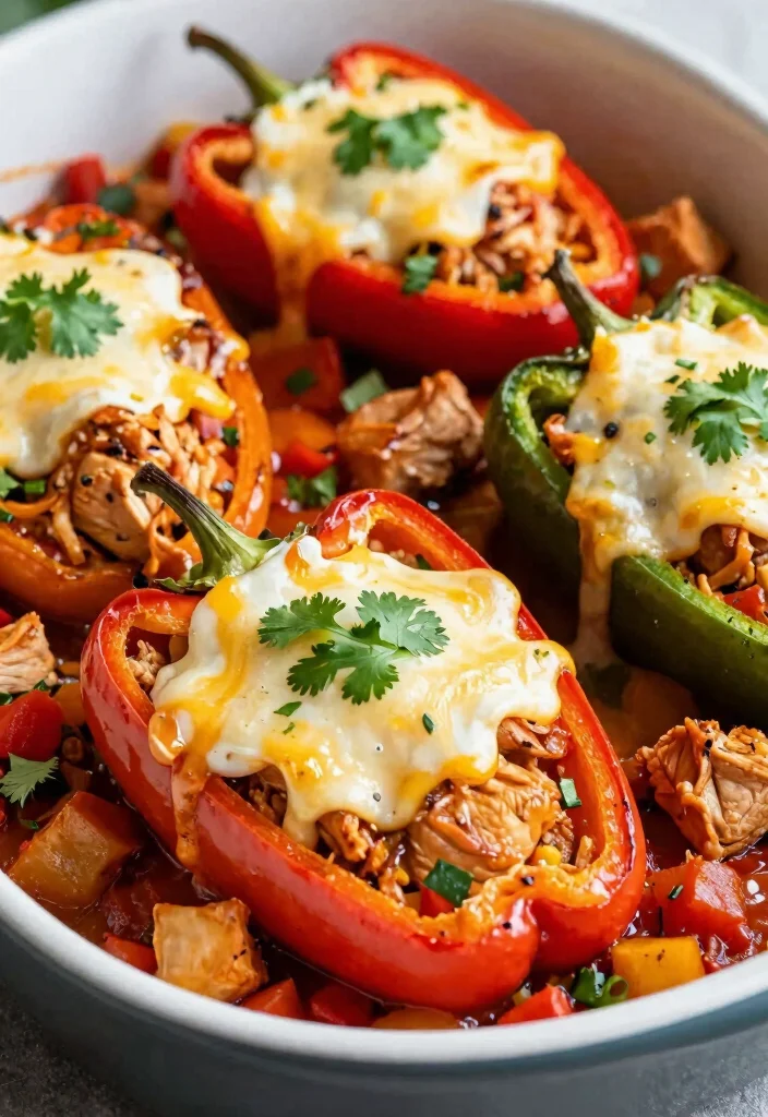 15 Stuffed Bell Pepper Recipes Hearty and Comforting - 7. Baked Salsa Chicken Stuffed Peppers 1