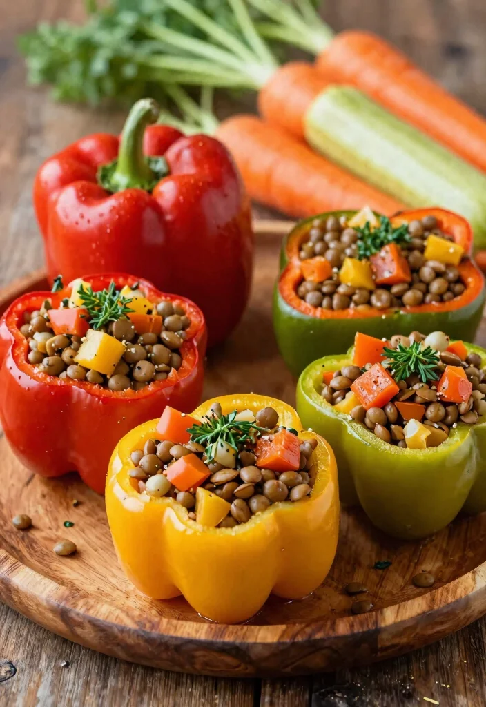 15 Stuffed Bell Pepper Recipes Hearty and Comforting - 8. Stuffed Bell Peppers with Lentils and Veggies 1