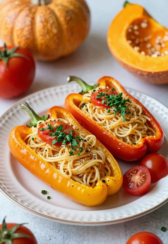 15 Stuffed Bell Pepper Recipes Hearty and Comforting - 9. Spaghetti Squash Stuffed Peppers 1