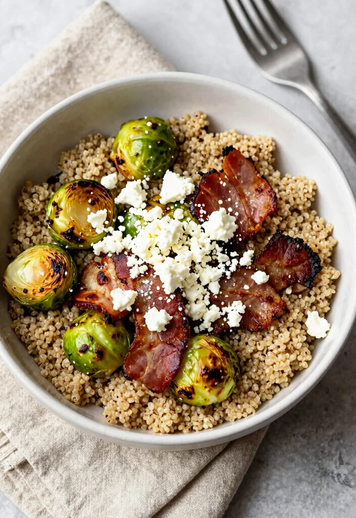 16 Brussel Sprout Recipes With Bacon: Crispy Savory Combos - 7. Brussel Sprouts, Bacon, and Quinoa Bowl 1