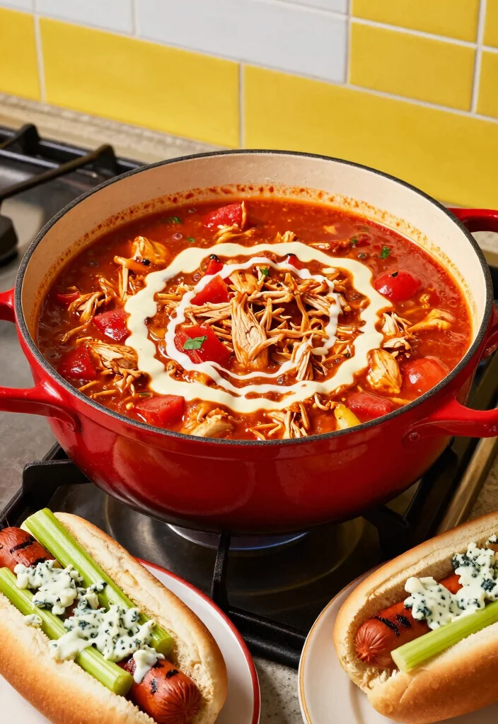 16 Chili for Hot Dogs Recipes: Classic Game Day Toppings - 5. Buffalo Chicken Chili 1