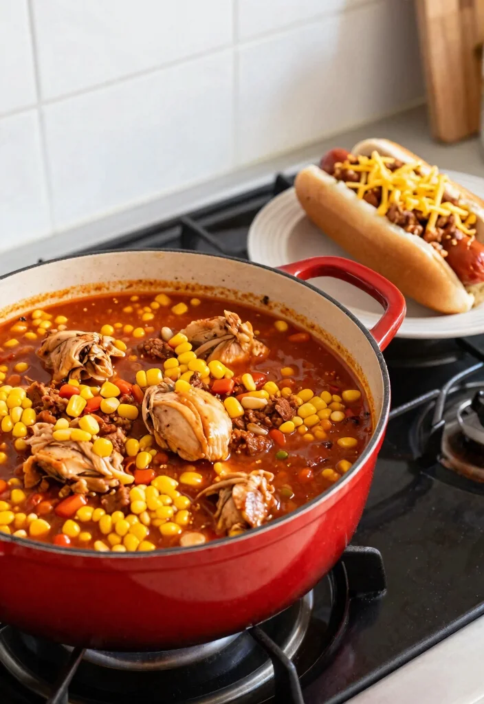 16 Chili for Hot Dogs Recipes: Classic Game Day Toppings - 9. Chicken Chili with Corn 1