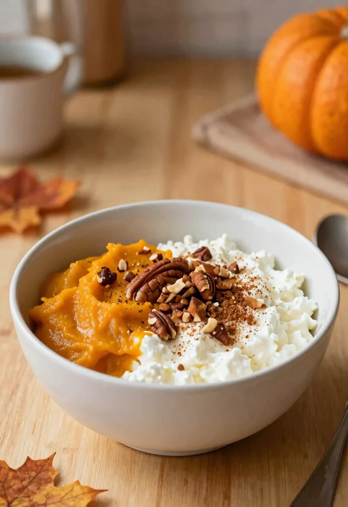 16 Cottage Cheese Recipes for High-Protein Breakfast Starts - 13. Pumpkin Spice Cottage Cheese Bowl 1