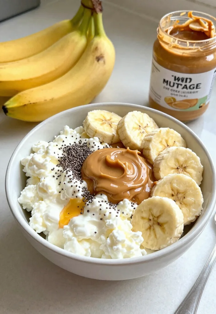 16 Cottage Cheese Recipes for High-Protein Breakfast Starts - 5. Peanut Butter Banana Cottage Cheese Bowl 1