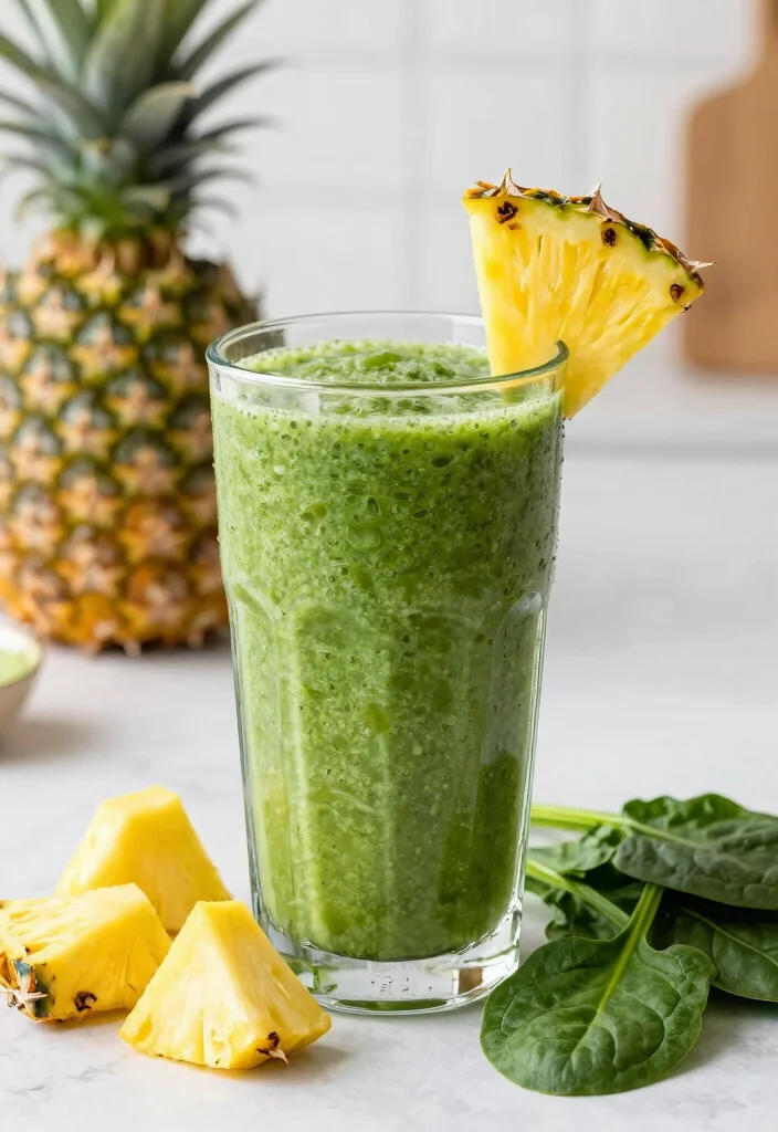 16 Easy Fruit Smoothie Recipes for Healthy Breakfasts - 14. Peppy Pineapple Spinach Smoothie 1