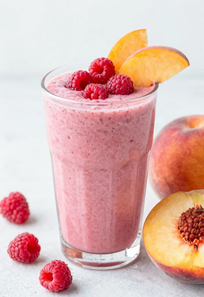 16 Easy Fruit Smoothie Recipes for Healthy Breakfasts - 8. Raspberry Peach Smoothie 1
