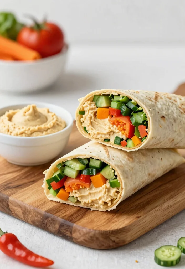 16 Easy Recipes for Lunch: Simple Everyday Ideas - 7. Hummus and Veggie Wrap 1