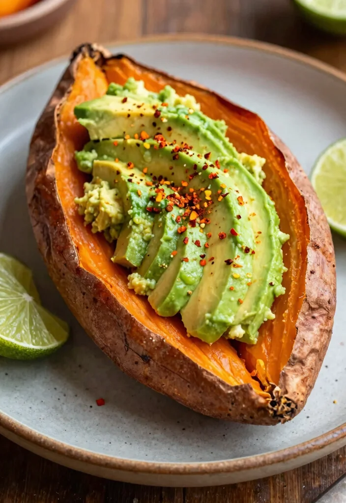 16 Easy Sweet Potato Recipes for Healthy Comfort Sides 13 16 Easy Sweet Potato Recipes for Healthy Comfort Sides - 12. Baked Sweet Potato with Avocado 1
