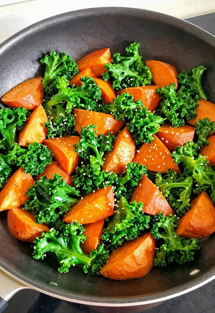 16 Easy Sweet Potato Recipes for Healthy Comfort Sides 9 16 Easy Sweet Potato Recipes for Healthy Comfort Sides - 8. Sweet Potato and Kale Stir-Fry 1