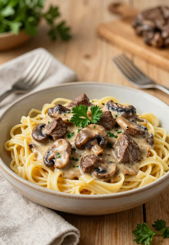 16 Eye of Round Steak Recipes for Budget-Friendly Beef Dinners - 3. Savory Eye of Round Steak and Mushroom Stroganoff 1