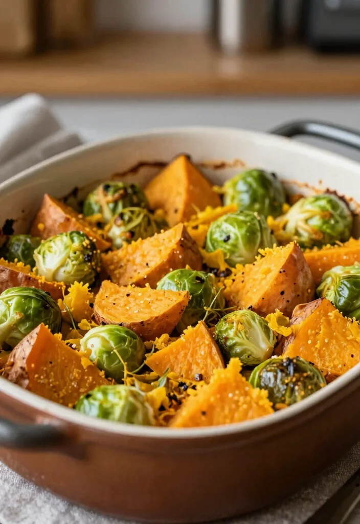 17 Baked Brussel Sprout Recipes: Crispy, Easy, and Flavorful - 14. Sweet Potato and Brussel Sprout Bake 1