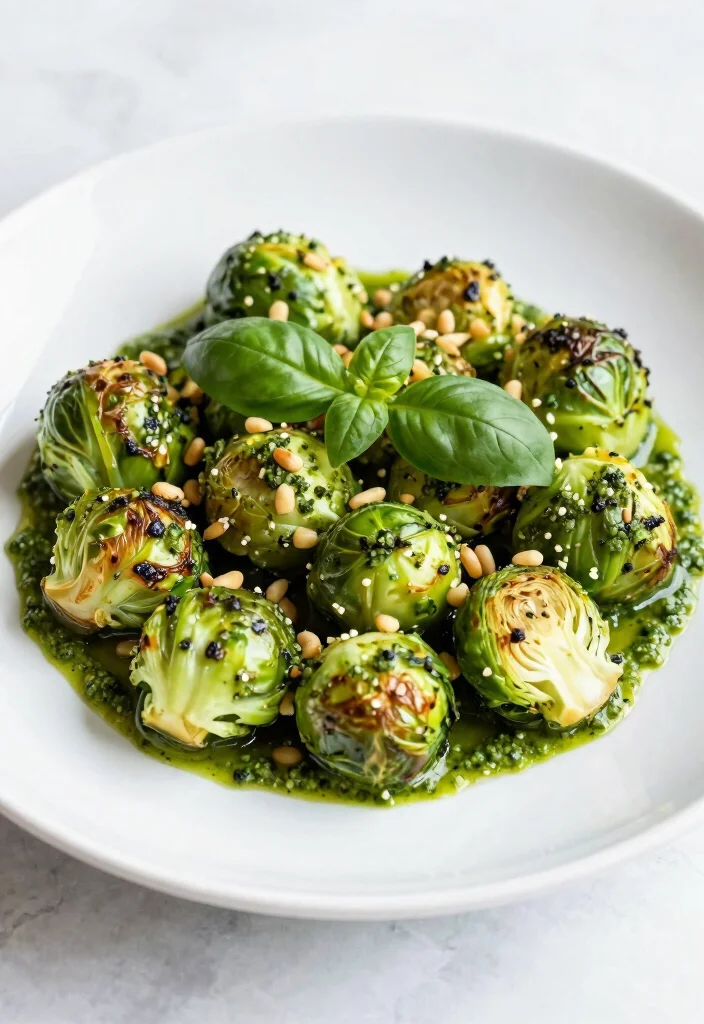 17 Baked Brussel Sprout Recipes: Crispy, Easy, and Flavorful - 7. Pesto Roasted Brussel Sprouts 1