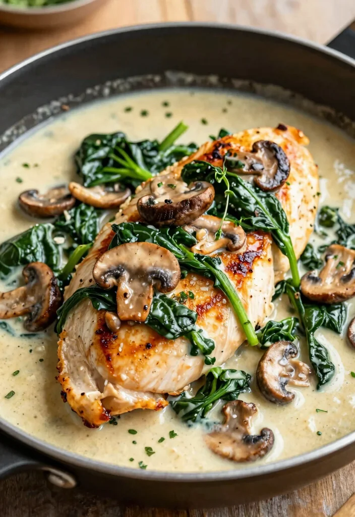 17 Easy Chicken Breast Recipes for Busy Families - 4. Creamy Spinach and Mushroom Chicken 1