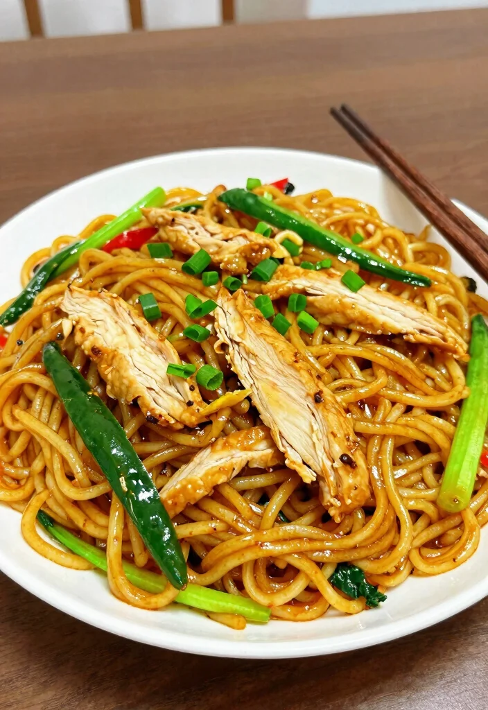17 Easy Dinner Recipes for Family Crowd Pleasing Meals - 13. Stir-Fried Noodles with Chicken and Vegetables 1