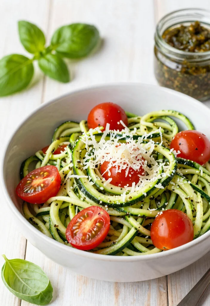 17 Easy Fast Dinner Recipes Ready in 30 Minutes - 10. Pesto Zoodle Bowl 1