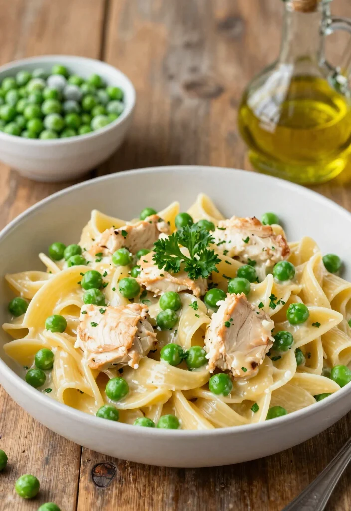 18 Easy Chicken Pasta Recipes: Creamy Crowd Pleasers - 13. Creamy Chicken and Peas Pasta 1