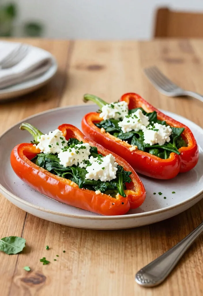 18 Easy Crock Pot Recipes: Dump and Go Dinners - 6. Spinach and Feta Stuffed Peppers 1