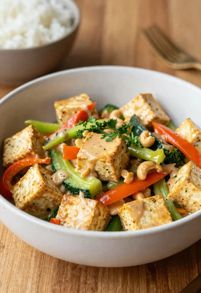 18 Easy Dinner Recipes Vegetarian Healthy and Flavorful - 13. Tofu Stir-Fry with Cashew Sauce 1