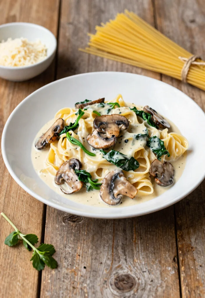 18 Easy Dinner Recipes Vegetarian Healthy and Flavorful - 2. Creamy Spinach and Mushroom Pasta 1